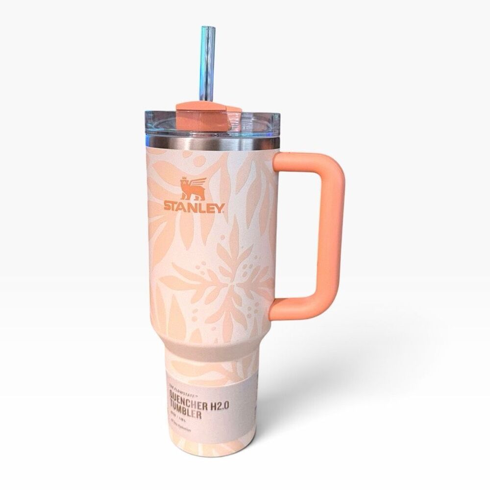 Stanley Adventure 40oz Stainless Steel Quencher Tumbler Apricot Palms Brand New